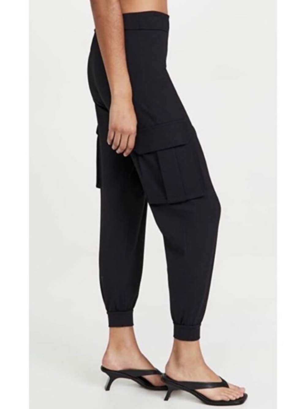 Susana Monaco Pants Size S Black Cargo Jogger‎ High Rise Jersey Model Off Duty